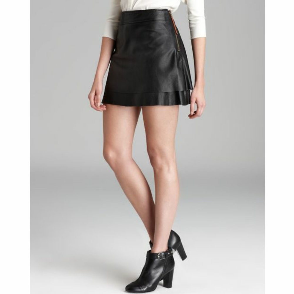 Genuine lamb leather skirt